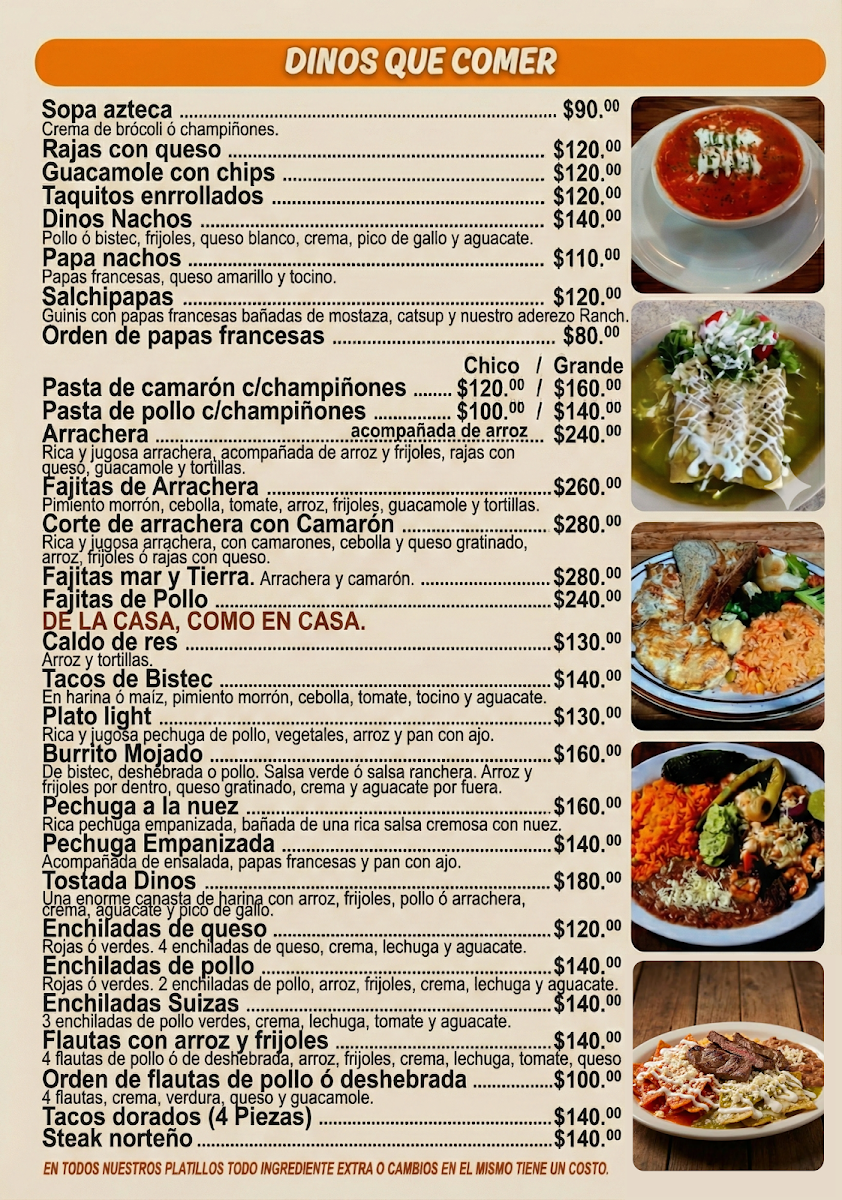 Dinos Restaurant Menu - Image 2